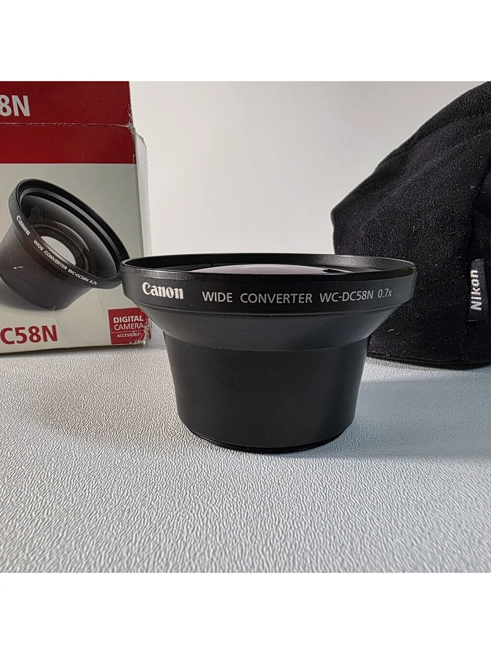 Canon Wide Converter WC-DC58N 0.7x Wide Angle Auxiliary Lens w/Box & Bag